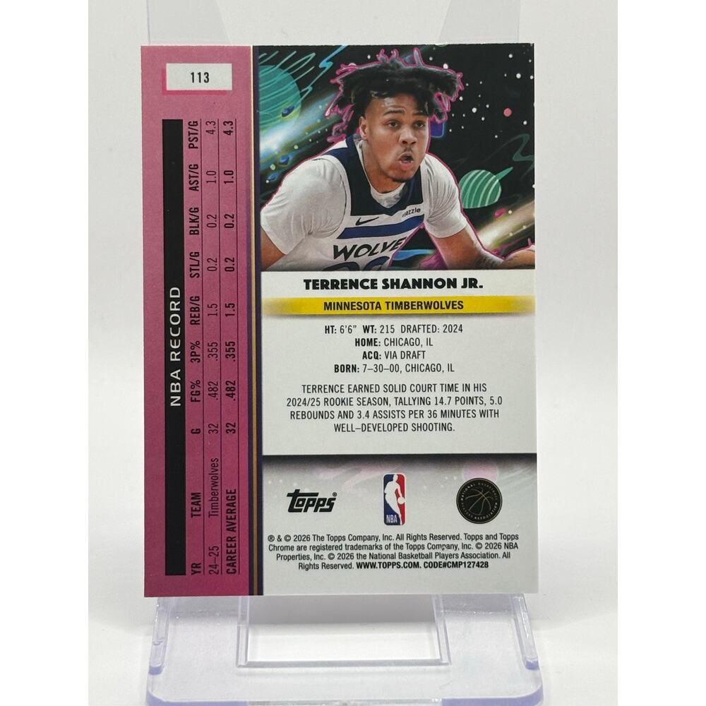 2025-26 Topps Cosmic Chrome Terrence Shannon Jr Purple Nebula Refractor 69/150 - Picture 2 of 2